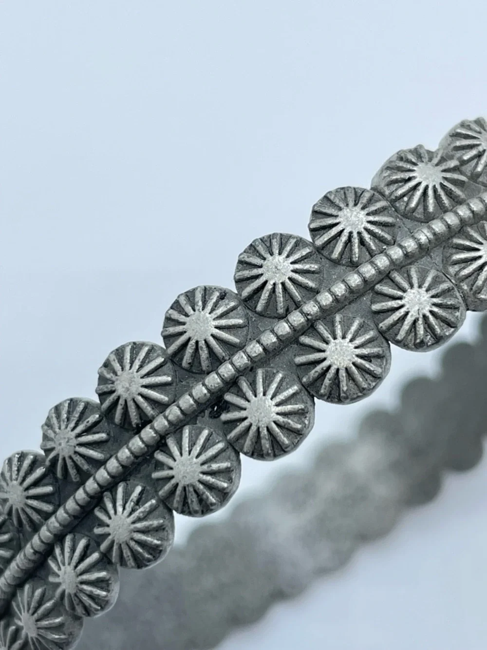 Gunmetal Floral Etched Cuff Bracelet Boho Western Statement Bangle